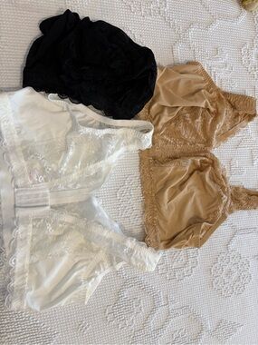 Breezies Lace-Trim Bralettes in Black, White & Nude